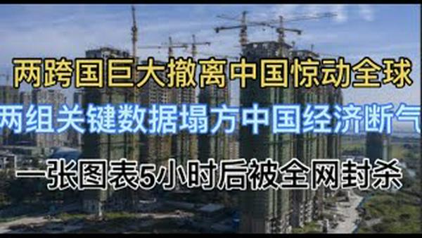 最新！两跨国巨大撤离中国惊动全球！两组关键数据塌方，中国经济断气！一张图表5小时后被全网封杀！