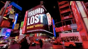《石涛聚焦》10.13晚 纽约时代广场突然出现「Trump Lost - 川普输了」大型电子广告（15/10）