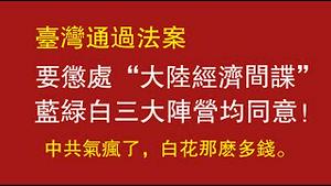 台湾通过法案，要惩处“大陆经济间谍”，蓝绿白三大阵营均同意！中共气疯了，白花那么多钱。2022.05.21NO.1268